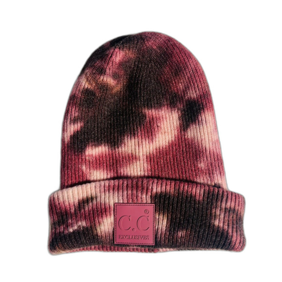 CC Creations Pink Dye Tie Beanie Hat Stocking Cap No Tag - Picture 1 of 4